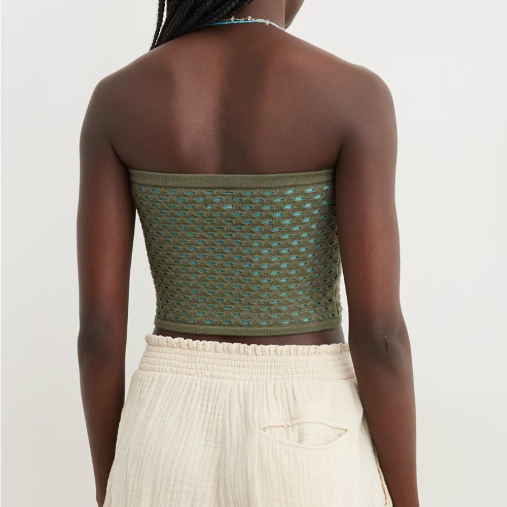 aerie Olive Green Knit Strapless Tube Top S - Picture 2 of 7